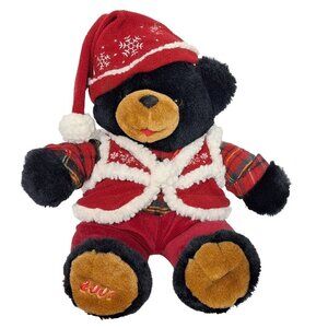 Dan Dee Snowflake Teddy Bear Vest Plaid Christmas Stuffed Animal 2007 13.5"
